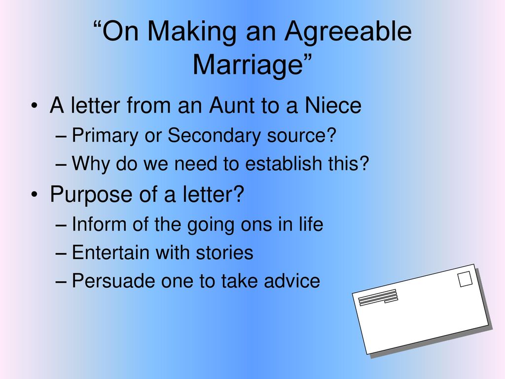 on making an agreeable marriage