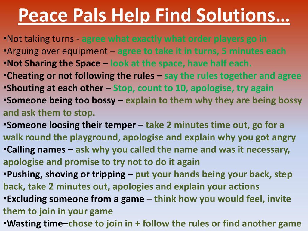 Peace Pals Help Find Solutions…