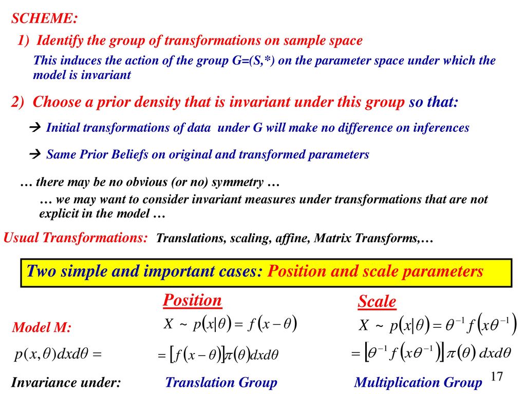 Two simple and important cases: Position and scale parameters