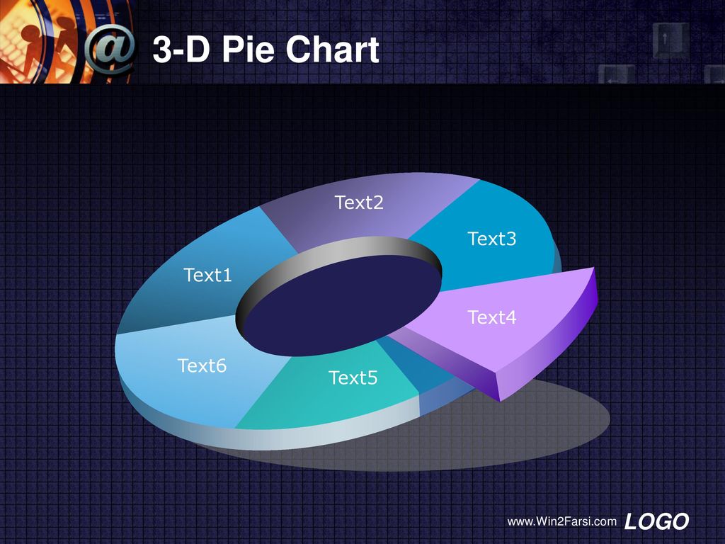 3-D Pie Chart Text2 Text3 Text1 Text4 Text6 Text5