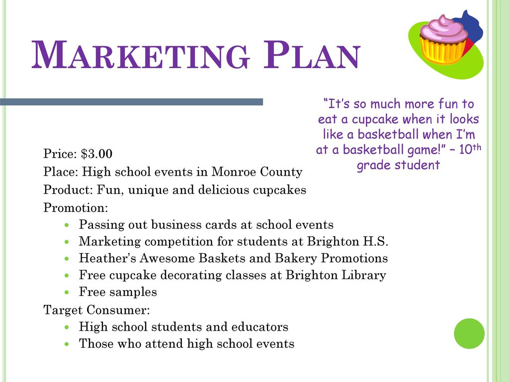 marketing plan for cupcake business