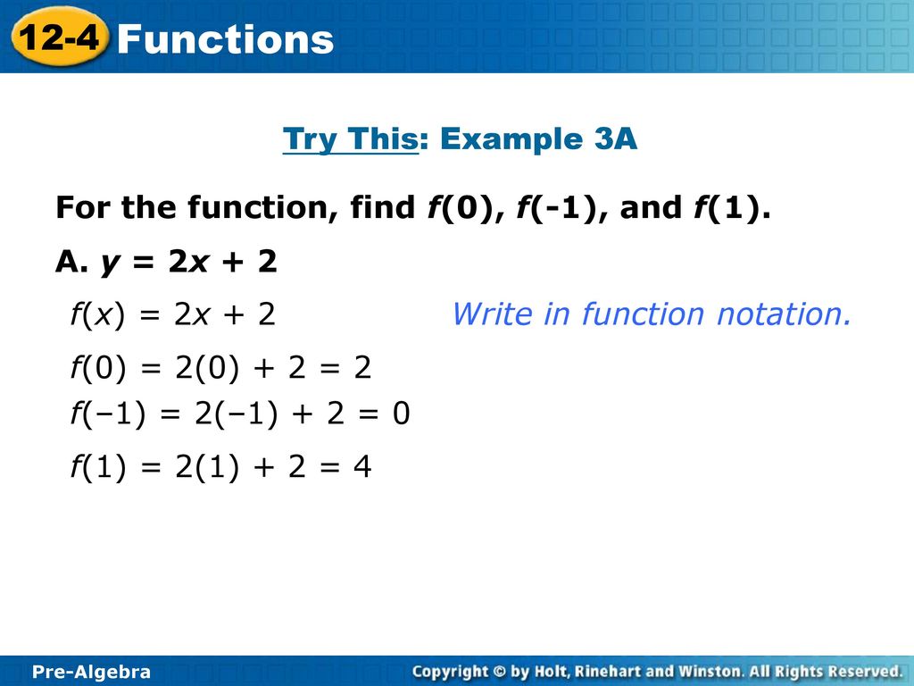 Functions 30-30 Warm Up Problem of the Day Lesson Presentation