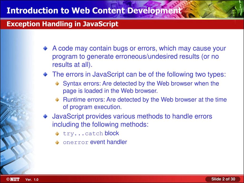 Exception Handling in JavaScript