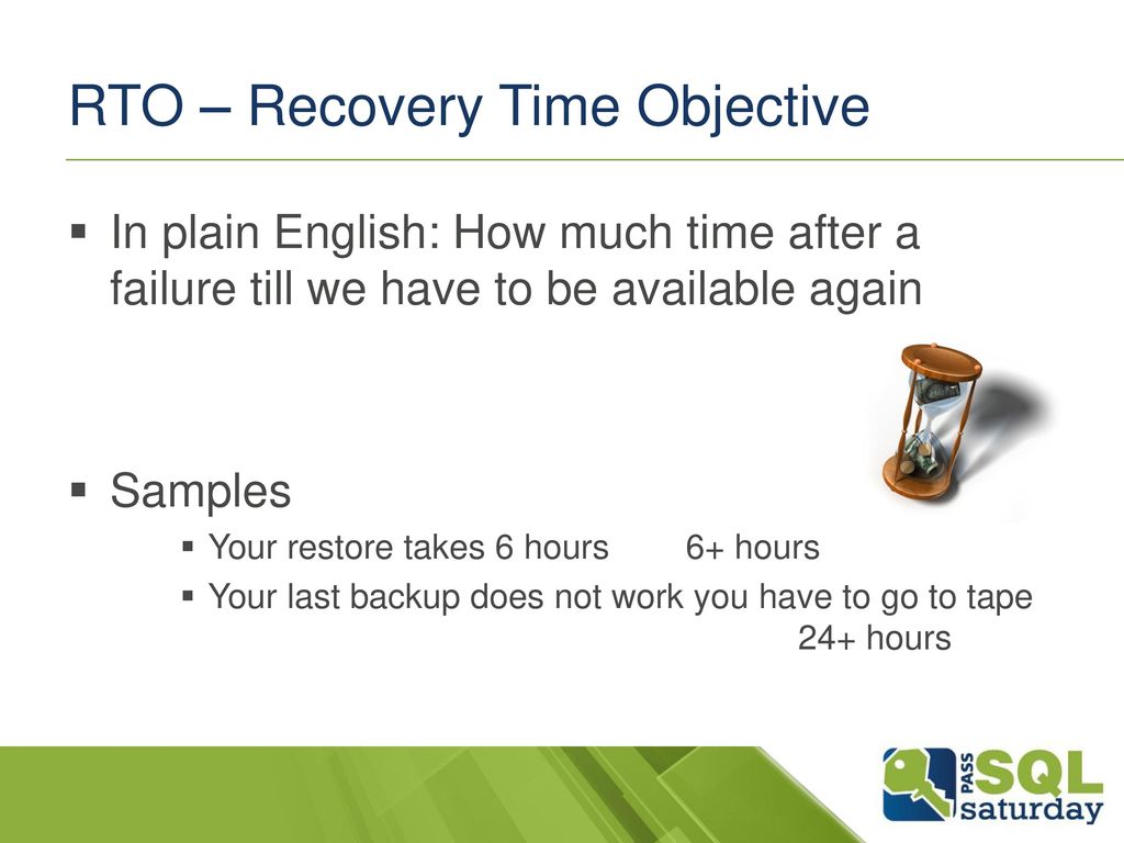 RTO – Recovery Time Objective