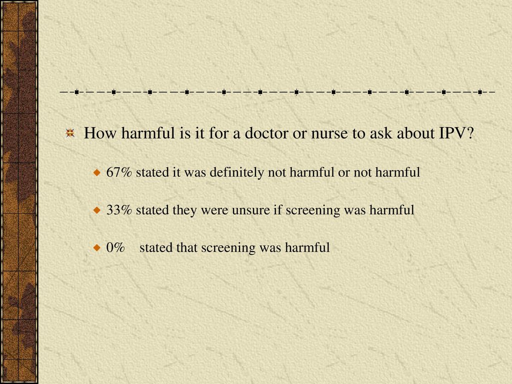 How harmful is it for a doctor or nurse to ask about IPV