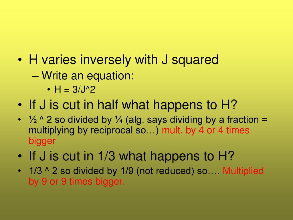 Direct Variation Y Varies Directly With X Squared Ppt Download