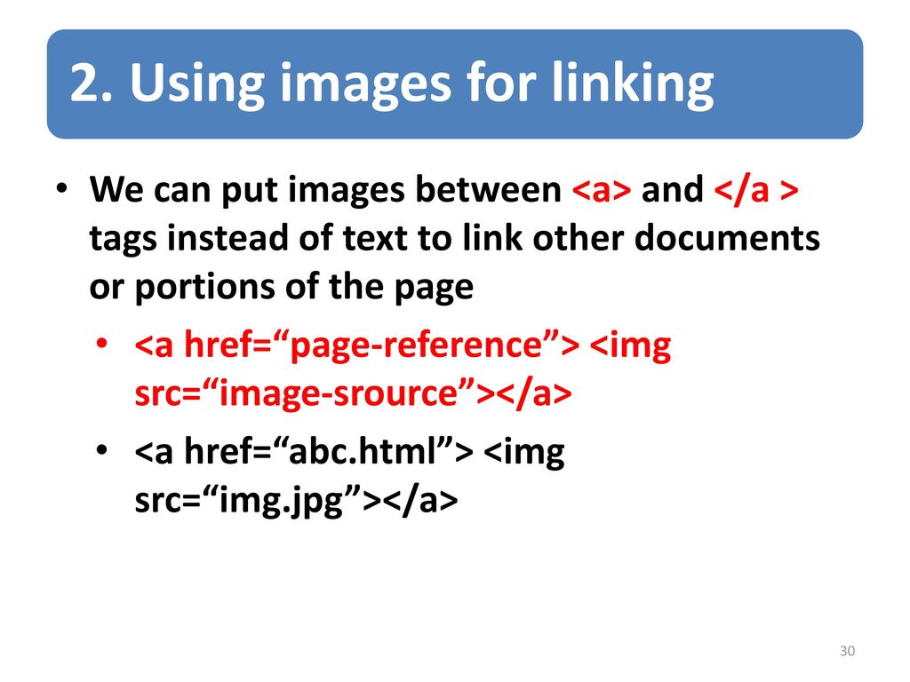 2. Using images for linking