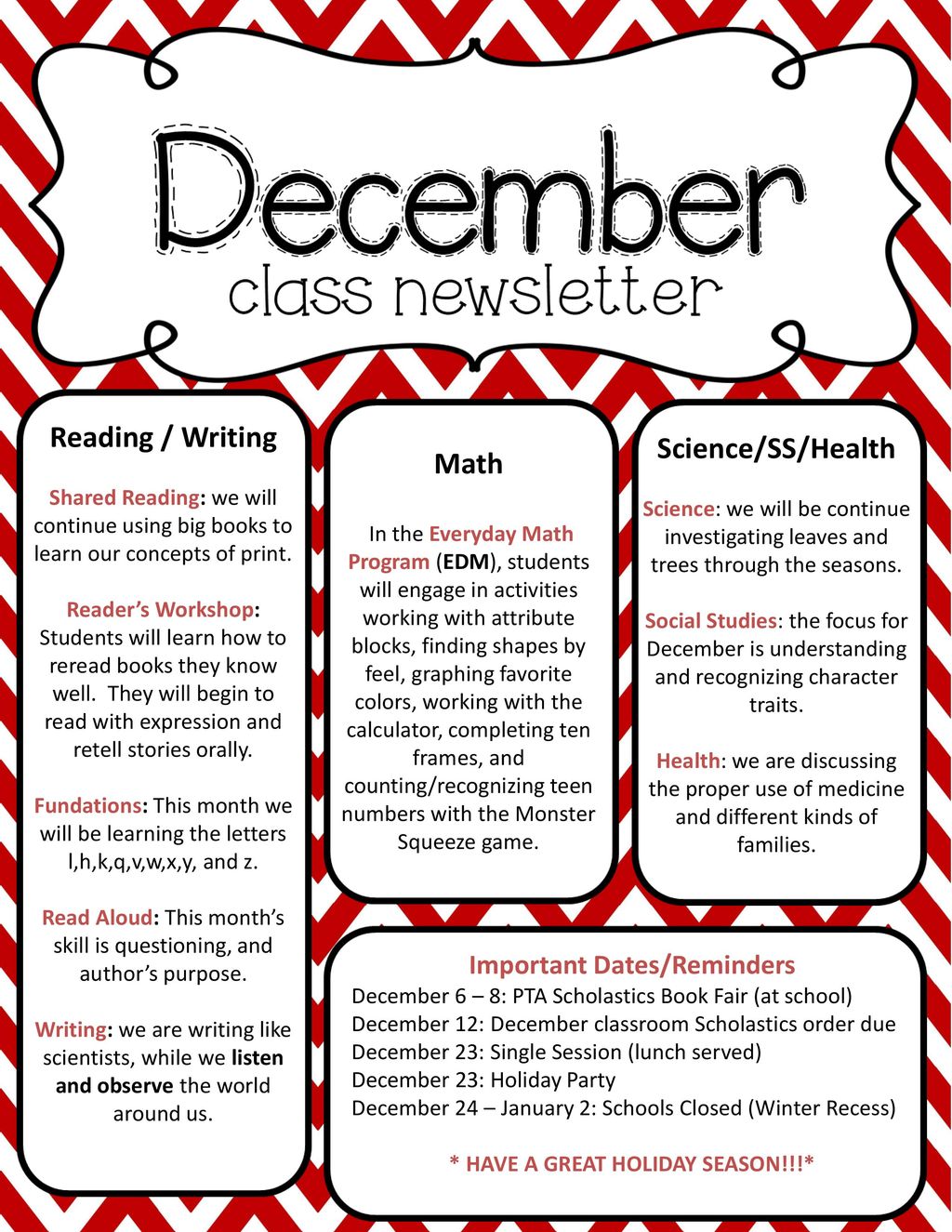 Important dates reminders have a great holiday season ppt download