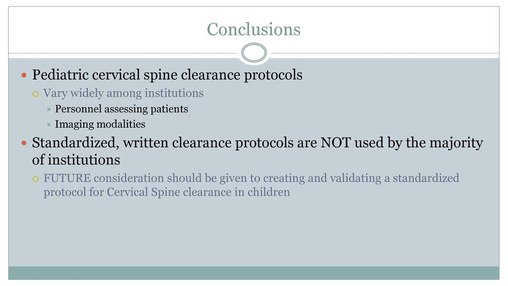 Cervical Spine Clearance in Pediatric Trauma Centers: The Need for ...