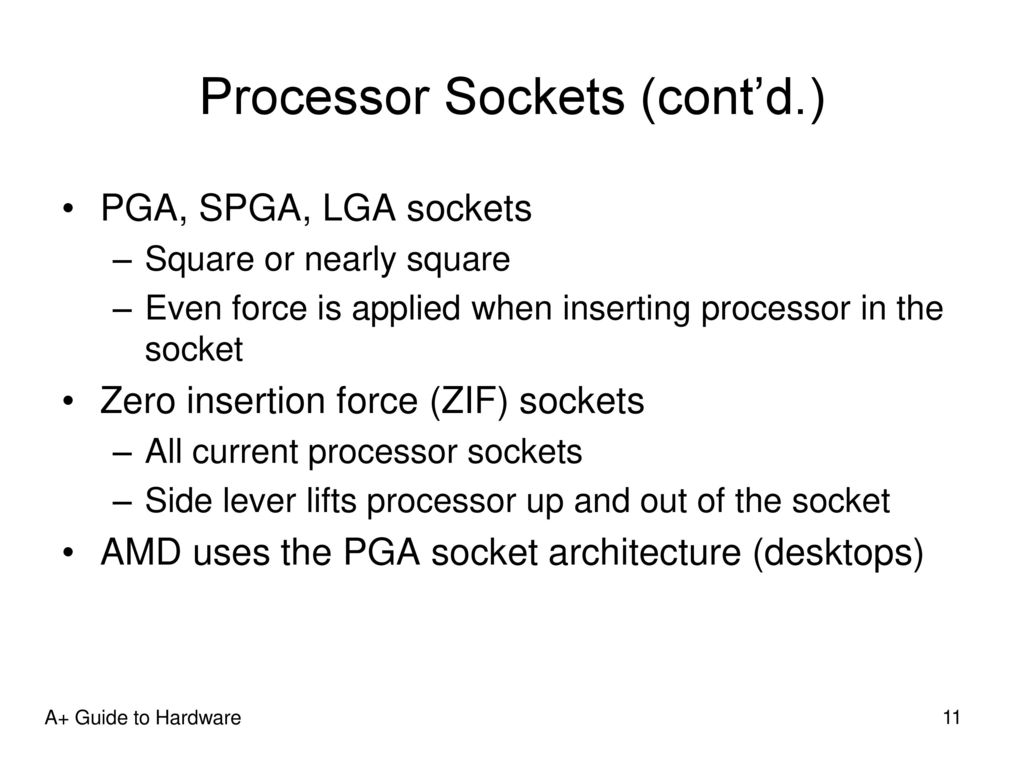 Processor Sockets (cont’d.)