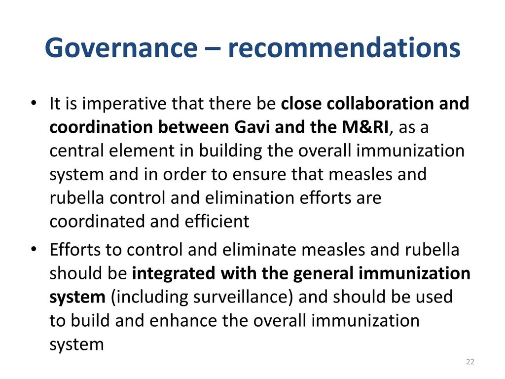 Governance – recommendations