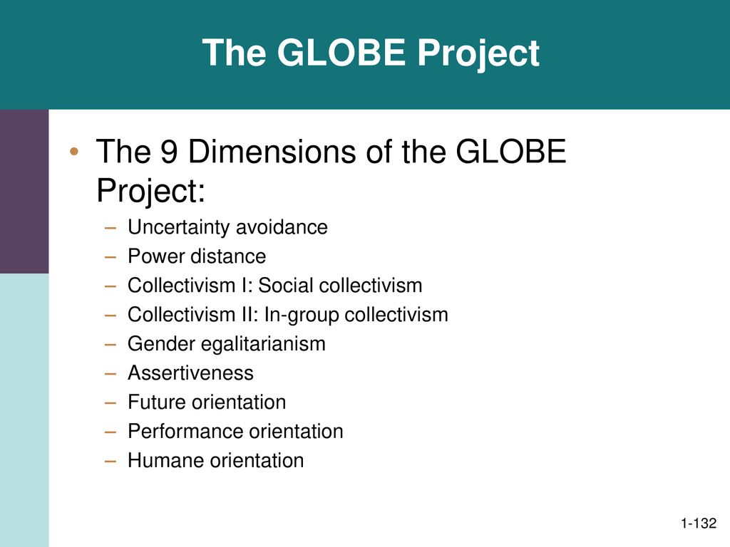 The GLOBE Project The 9 Dimensions of the GLOBE Project: