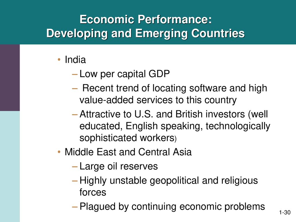 Economic Performance: Developing and Emerging Countries