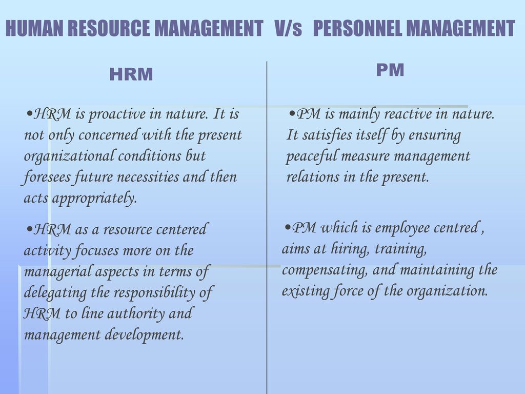 personal management vs hrm