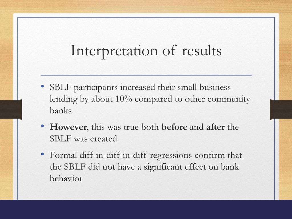 The impact of the small business lending fund revisited ppt download