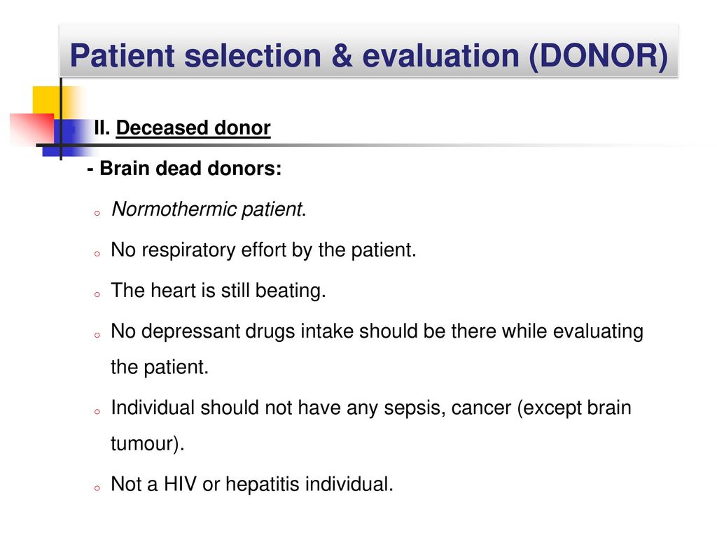 Patient selection & evaluation (DONOR)