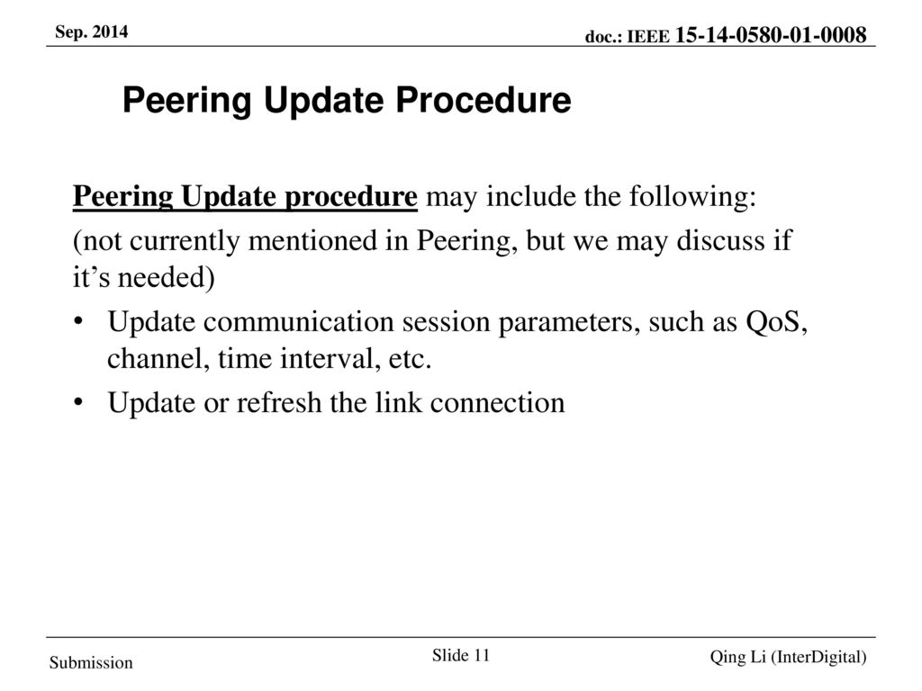 Peering Update Procedure