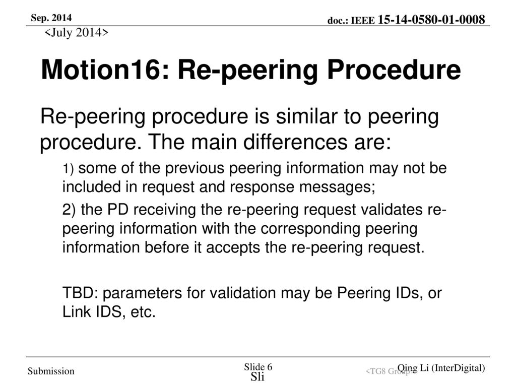 Motion16: Re-peering Procedure