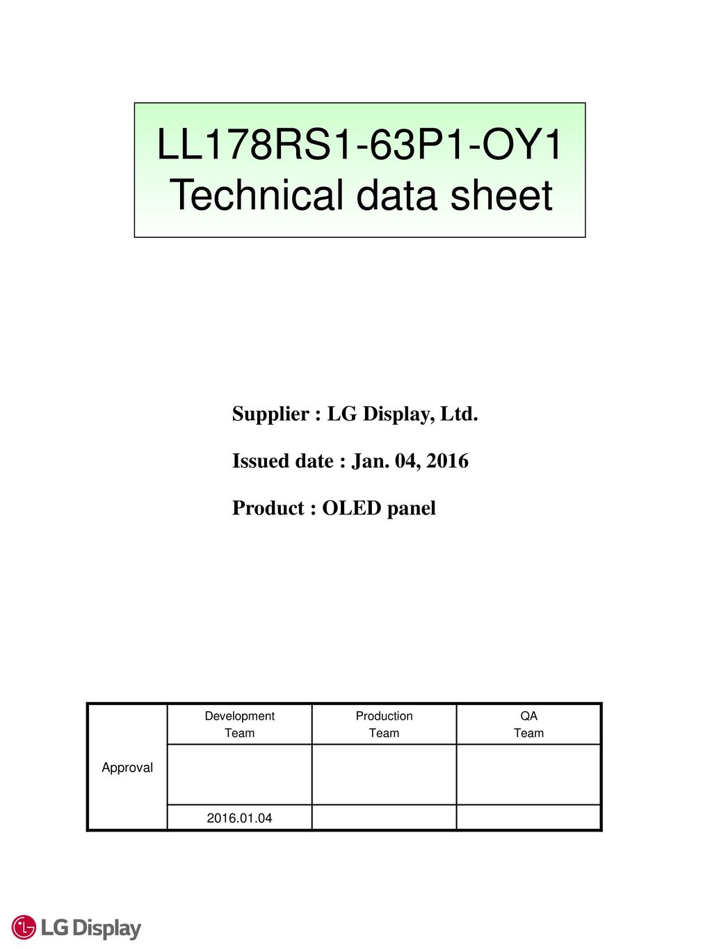 LL178RS1-63P1-OY1 Technical data sheet Supplier : LG Display, Ltd ...