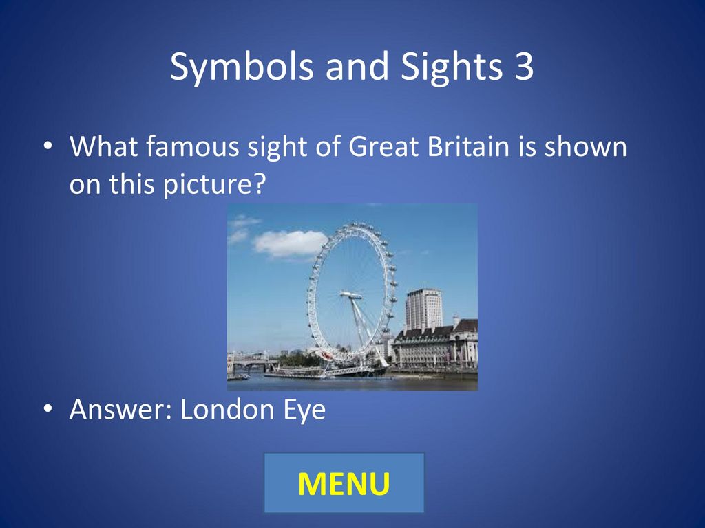 Symbols and Sights 3 MENU