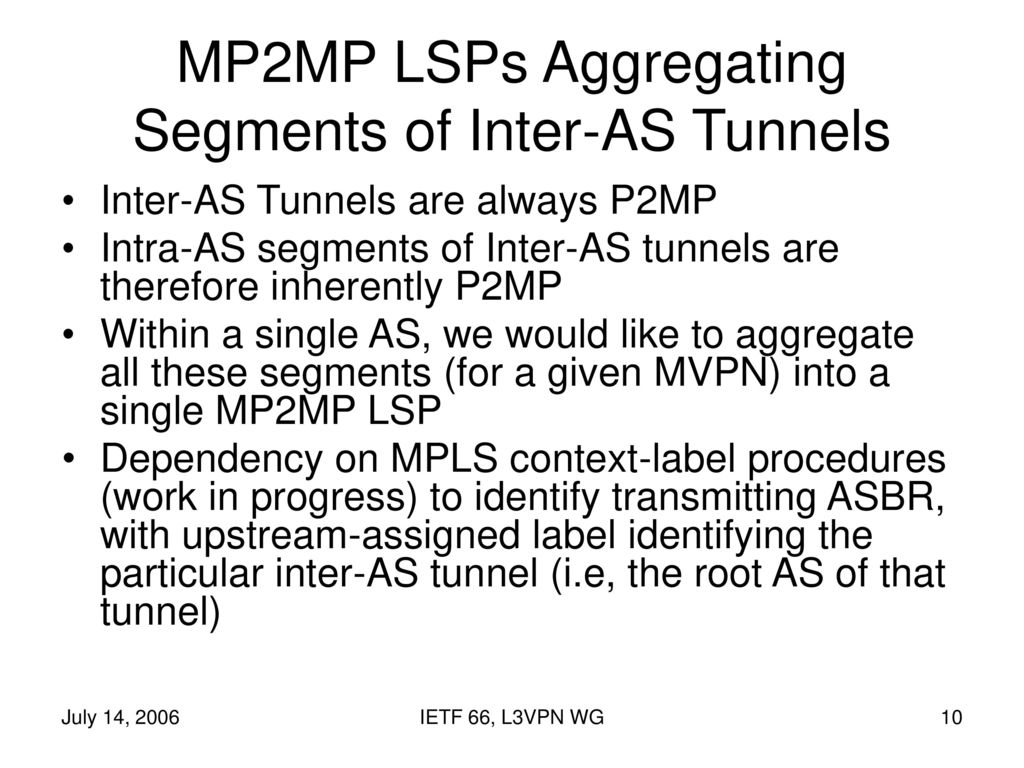 MP2MP LSPs Aggregating Segments of Inter-AS Tunnels
