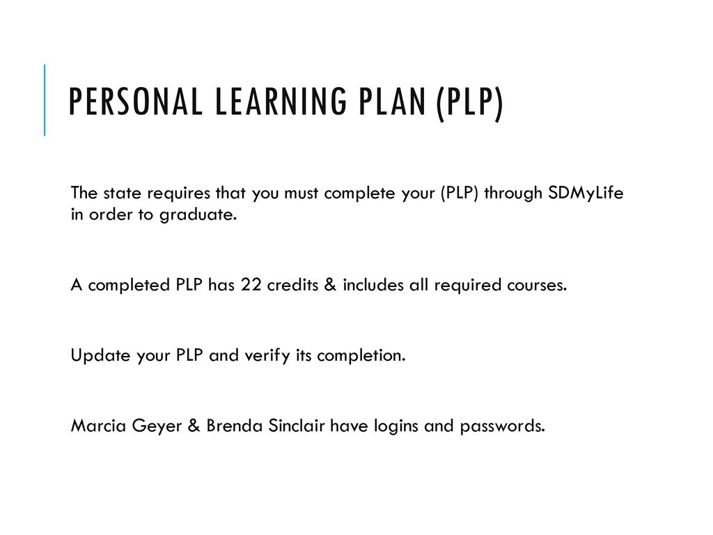 PERSONAL LEARNING PLAN (PLP)