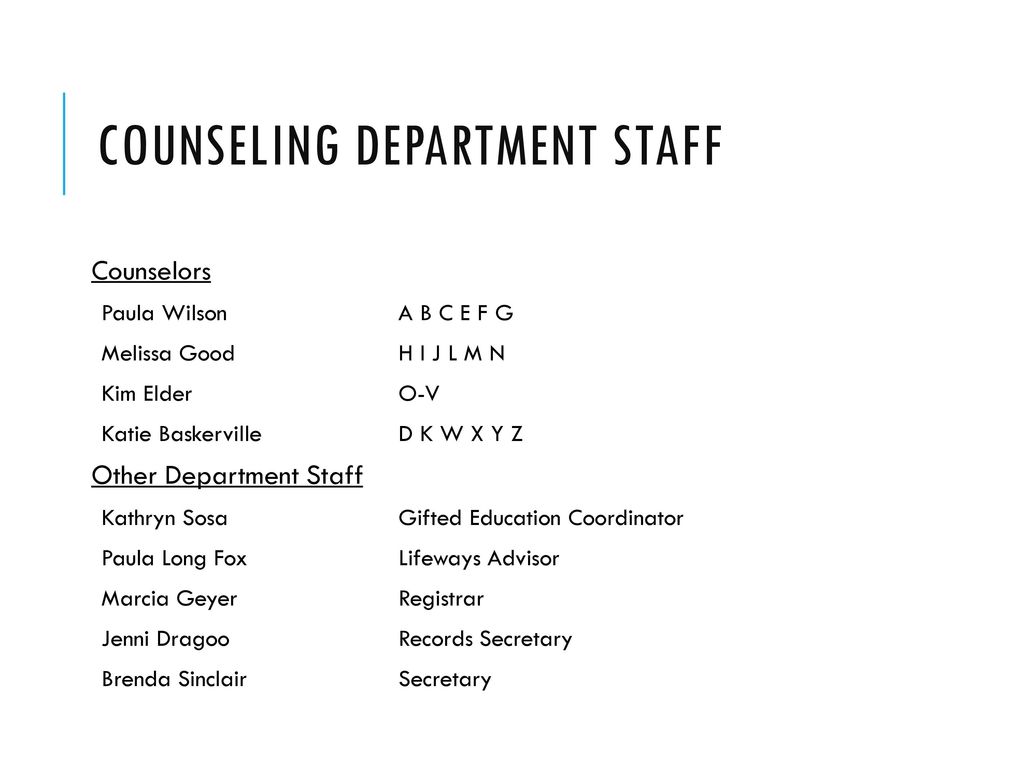 Counseling department staff