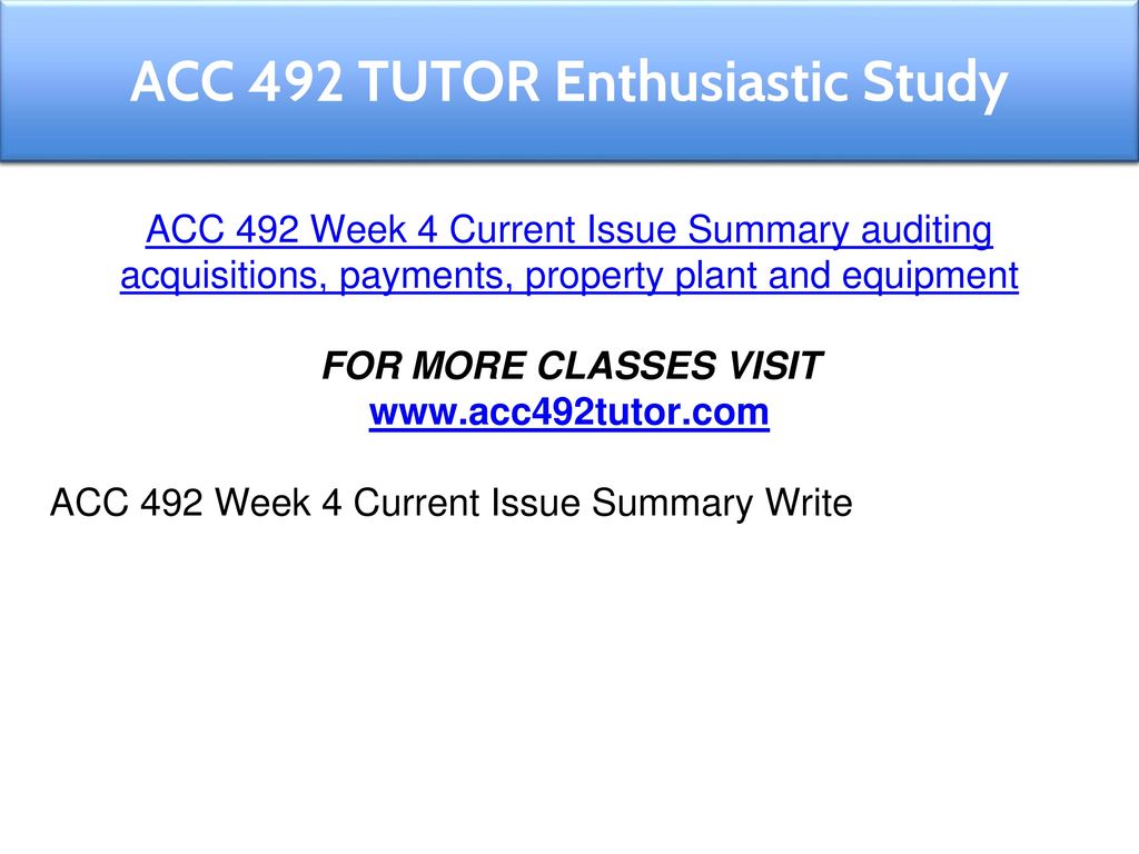 ACC 492 TUTOR Enthusiastic Study