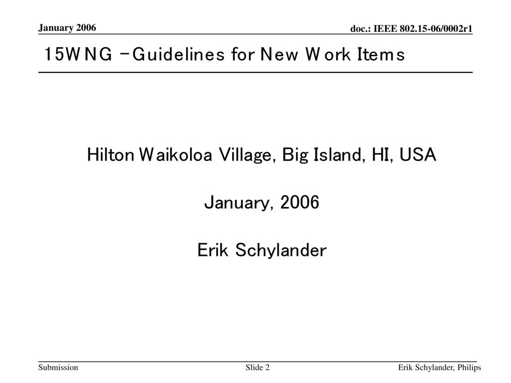 15WNG - Guidelines for New Work Items