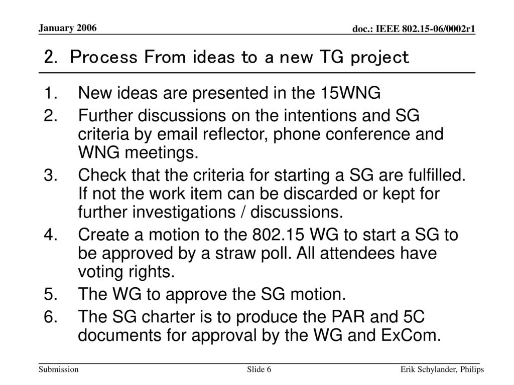 2. Process From ideas to a new TG project