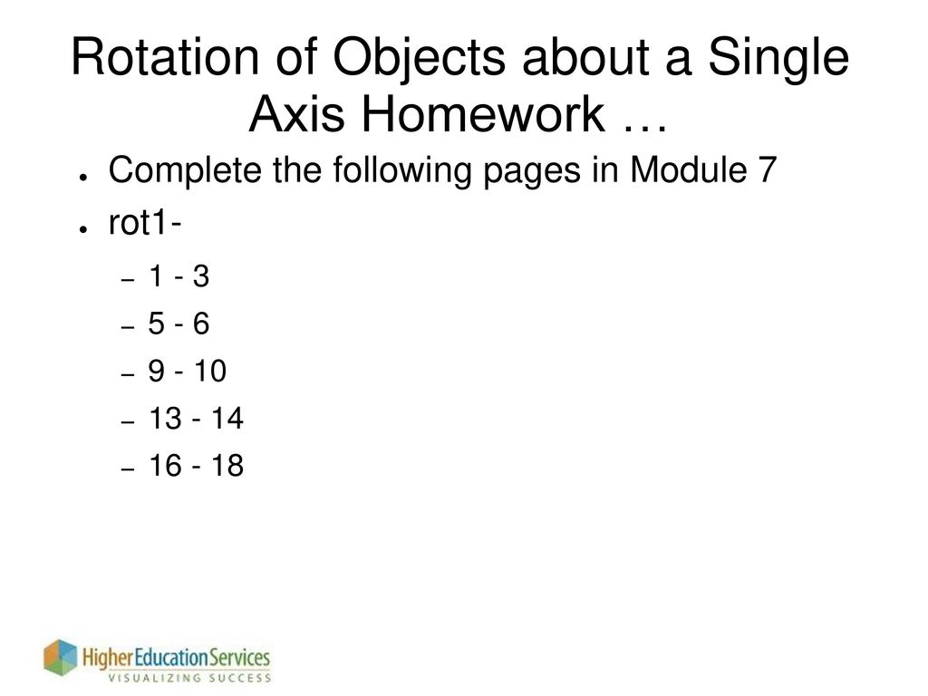 Rotation of Objects about a Single Axis Homework …