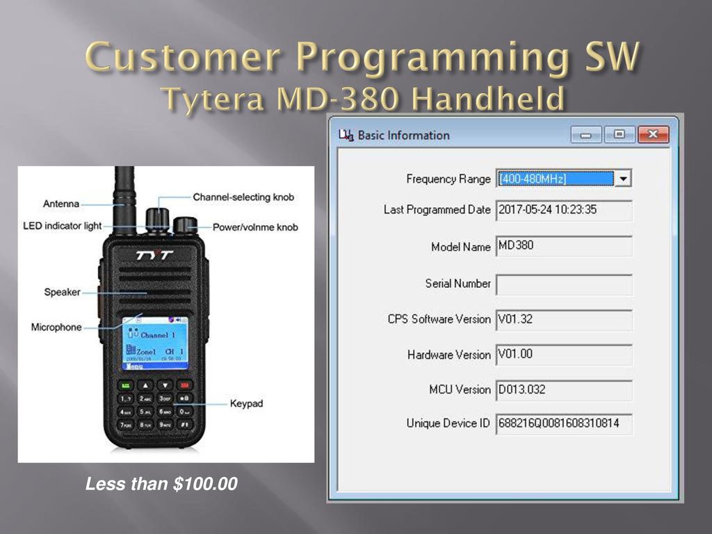 Customer Programming SW Tytera MD-380 Handheld