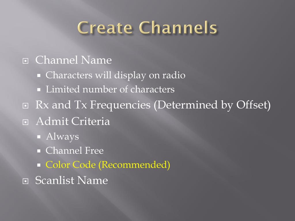 Create Channels Channel Name