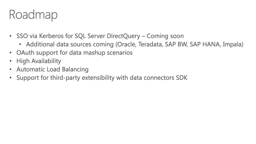 Roadmap SSO via Kerberos for SQL Server DirectQuery – Coming soon