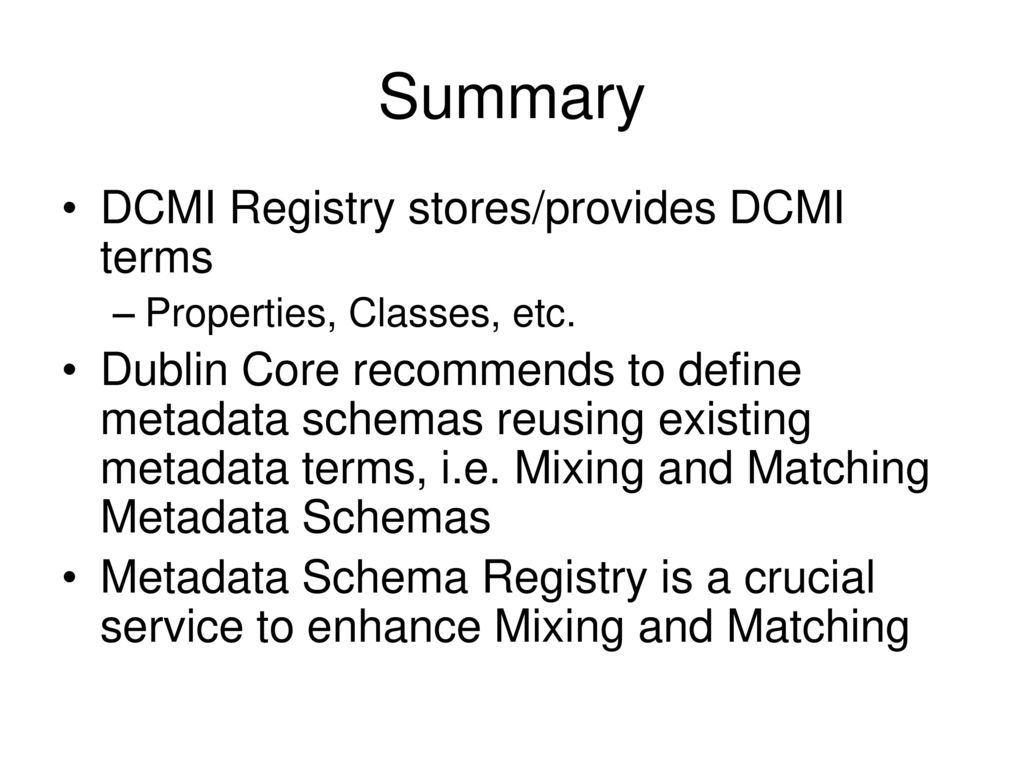 An Overview of Dublin Core Metadata Schema Registry - ppt download