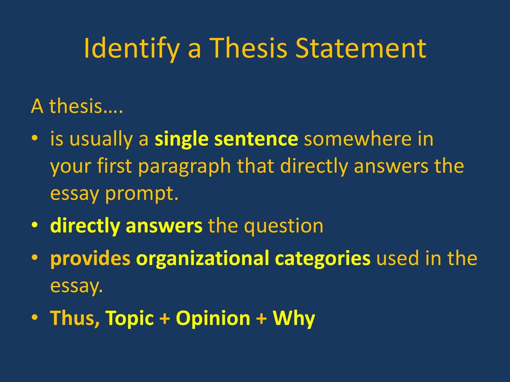 Identify The Thesis Statement Worksheet Pertaining To Identifying Thesis Statement Worksheet