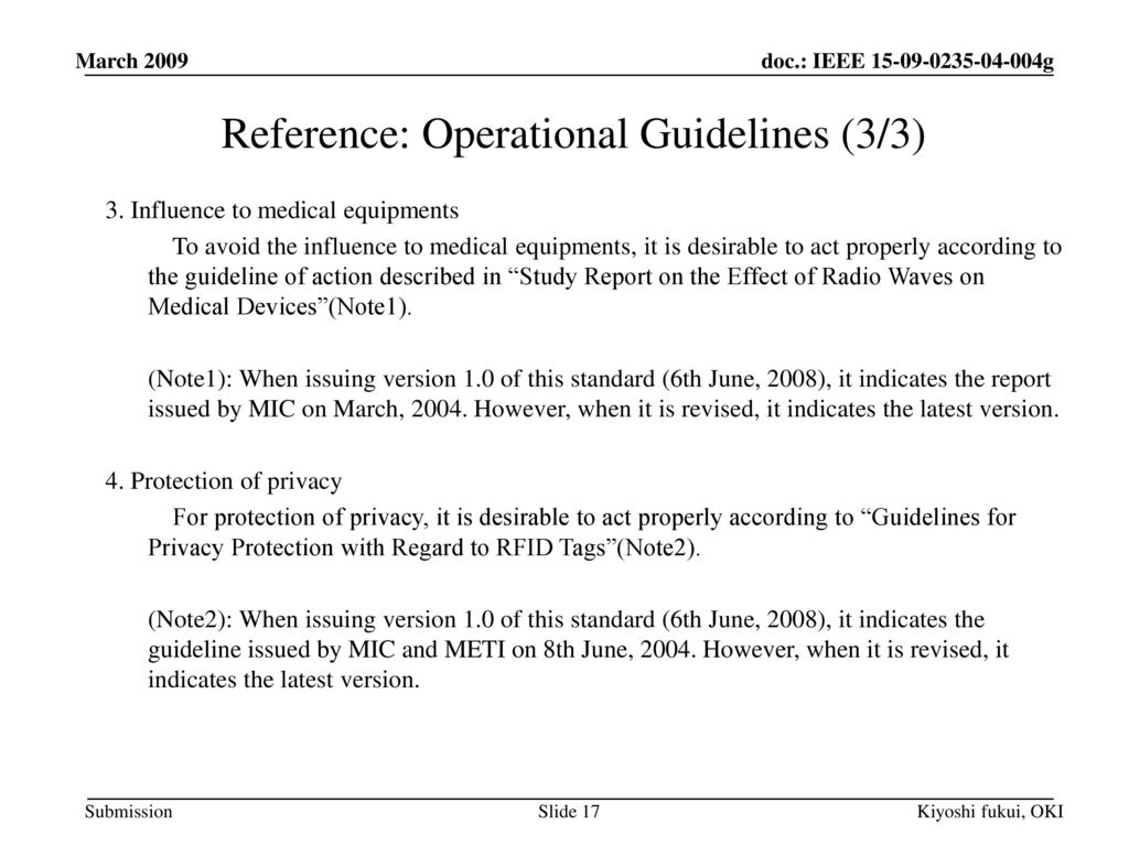 Reference: Operational Guidelines (3/3)