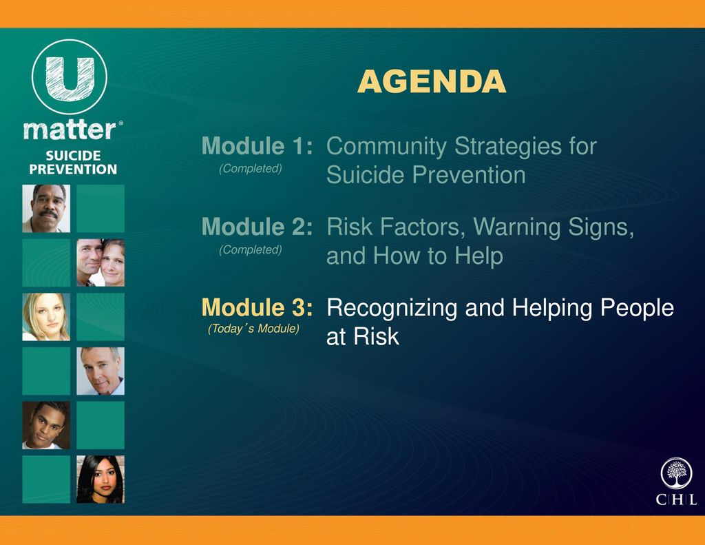 AGENDA Module 1: Community Strategies for Suicide Prevention