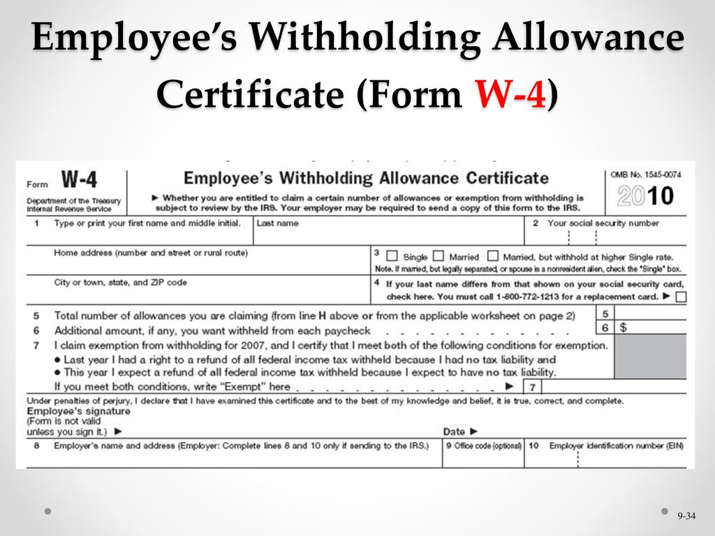 Employee’s Withholding Allowance Certificate (Form W-4)
