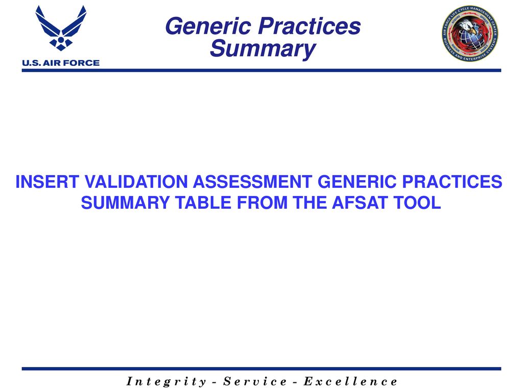 Generic Practices Summary
