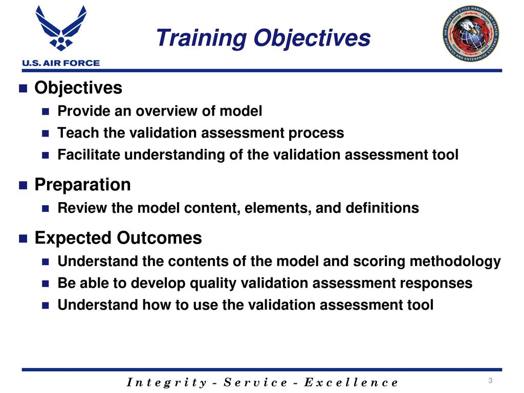 Training Objectives Objectives Preparation Expected Outcomes