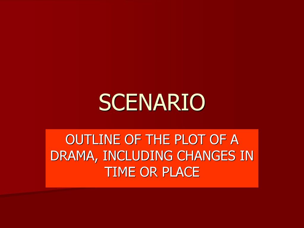 OUTLINE OF THE PLOT OF A DRAMA, INCLUDING CHANGES IN TIME OR PLACE