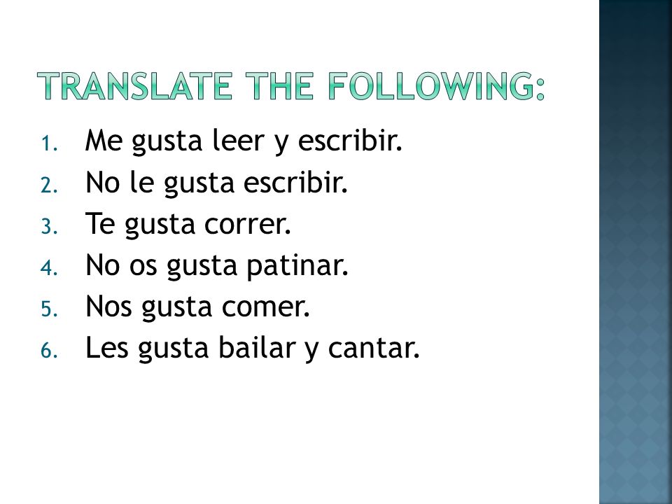 Translate the following: