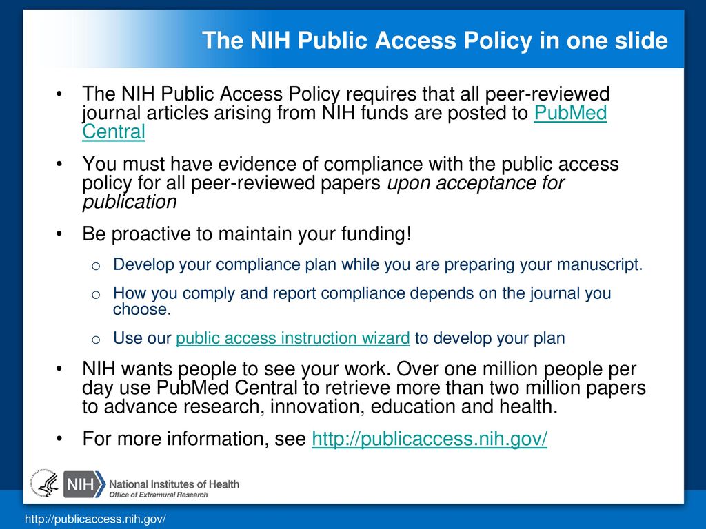 The NIH Public Access Policy - Ppt Download