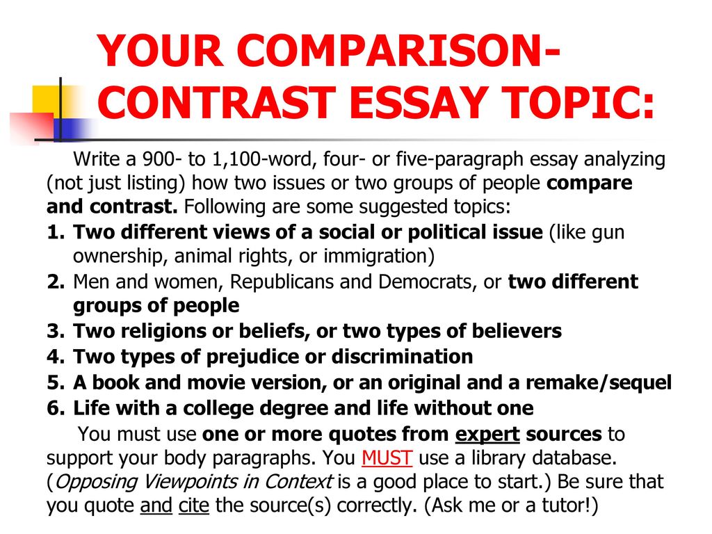 comparison essay topics