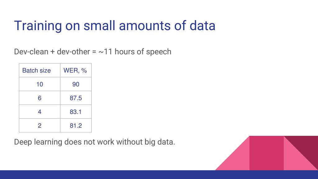 Training on small amounts of data