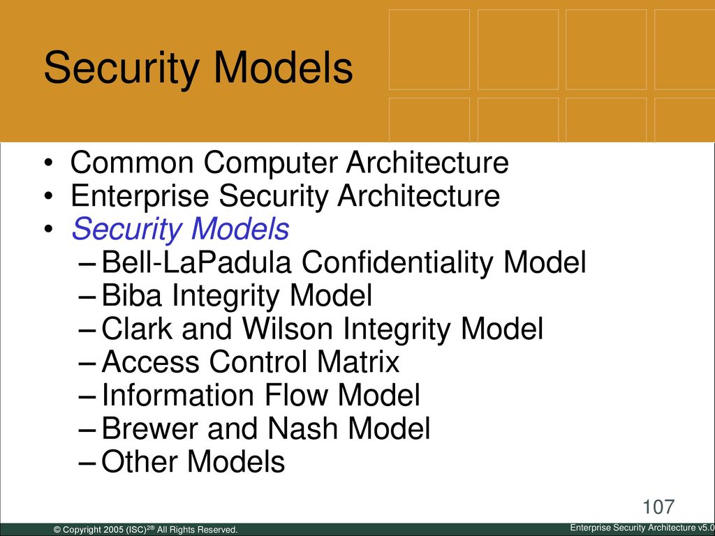 Security Models Common Computer Architecture