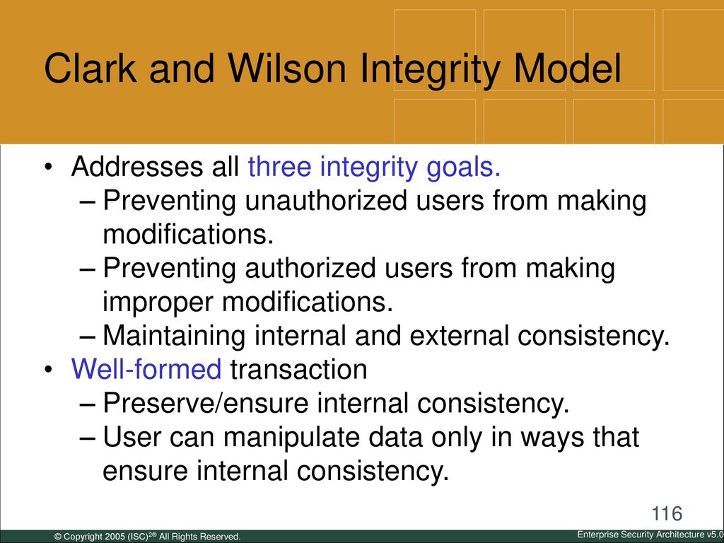 Clark and Wilson Integrity Model