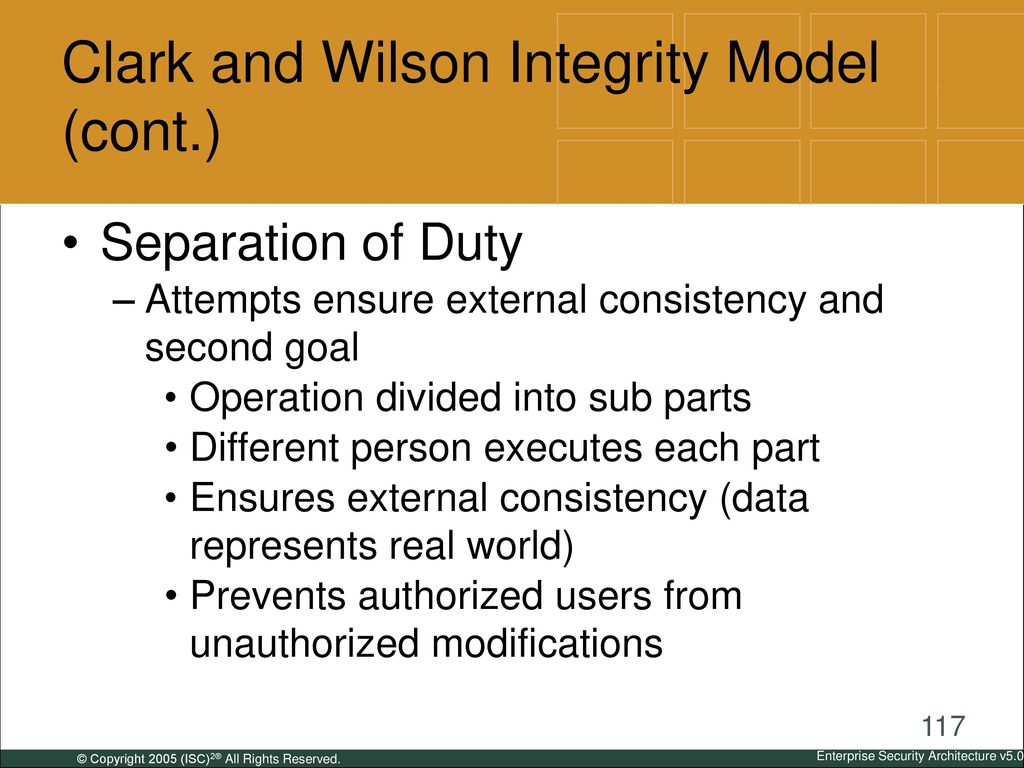 Clark and Wilson Integrity Model (cont.)