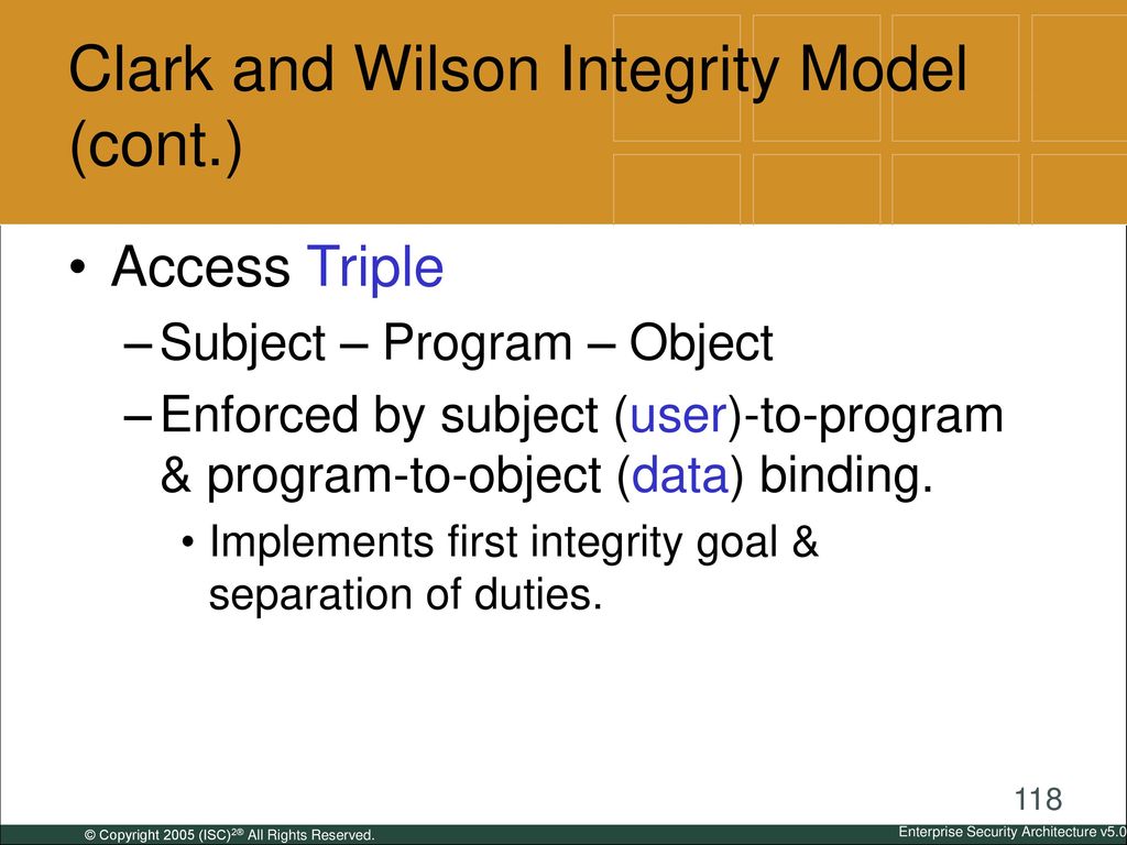 Clark and Wilson Integrity Model (cont.)